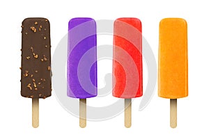 Ice cream popsicles on an isolated white background