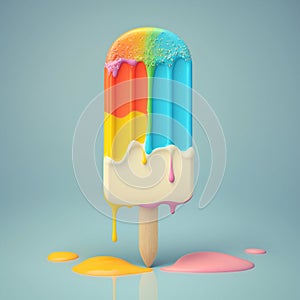 Ice cream rainbow popsicle. Generative AI.