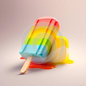 Ice cream rainbow popsicle. Generative AI.