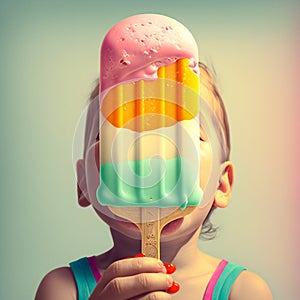 Ice cream rainbow popsicle. Generative AI.