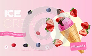 Ice Cream Realistic Composition