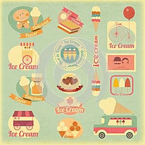 Ice Cream Retro Labels