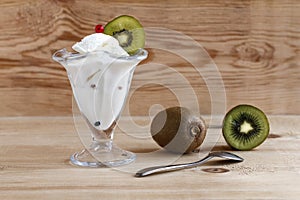 Ice cream and ripe kiwis