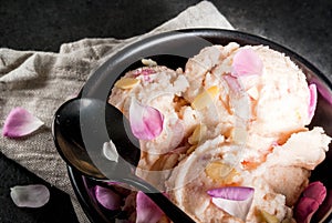 Ice cream with rose petals