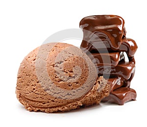 Ice cream scoop with chocolate