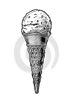 Ice cream scoop in a cone