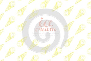 Ice cream scoop cone pattern hand drawing illustration ink brush