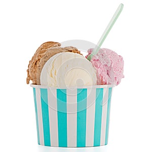 Ice cream scoop in paper cup photo