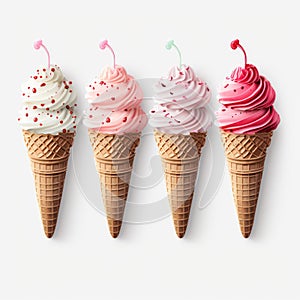 Ice Cream Scoop-Shaped Paper Stickers - AI Generated photo
