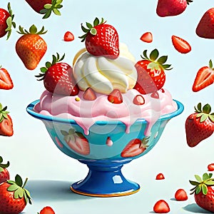 Ice cream scoop strawberry smooth flavor fruit sundae dessert