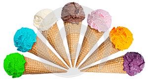 Ice cream scoop sundae cone icecream summer isolated on white photo