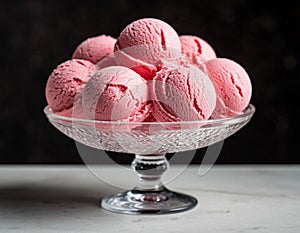 Ice cream scoops in a bowl.