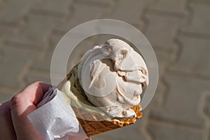 Ice cream scoops in a cone