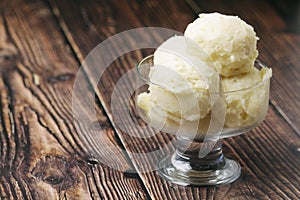 Ice cream scoops in an ice cream bowl