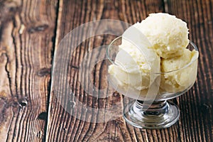 Ice cream scoops in an ice cream bowl