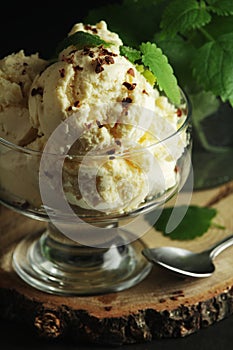 Ice cream scoops in an ice cream bowl