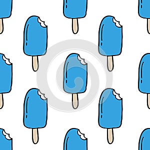 Ice cream seamless doodle pattern