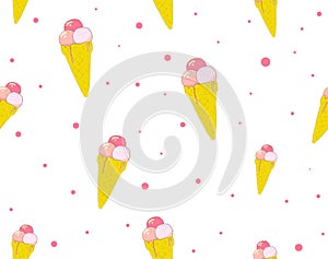 Ice cream seamless pattern. Summer cute background
