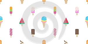 Ice cream seamless pattern vector cone chocolate vanilla isolated background wallpaper