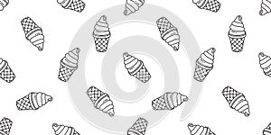 Ice cream seamless pattern vector cone chocolate vanilla scarf isolated cartoon illustration repeat wallpaper tile background