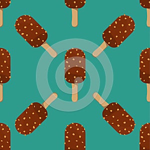 Ice cream seamless pattern vector illustration icon cartoon chocolate dessert sweet cold snack tasty frozen