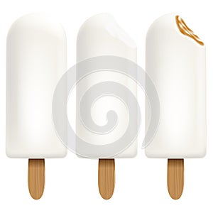 Ice cream set on white background for Your business project. Realistic Snacks for ice cream from milk. Ice lolly. Vector