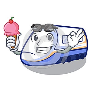 With ice cream shinkansen train transportation in shape characters