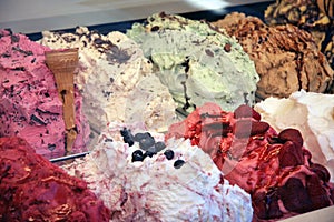 Ice cream in a showcase photo