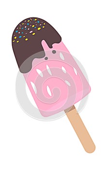 Ice cream on stick, chocolate topping dessert
