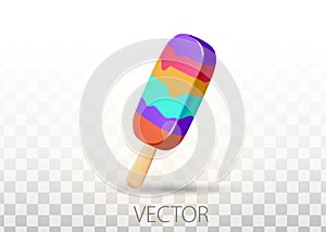 ice cream on a stick, fruit ice. Ice cream collection of eskimo pie at transparent background realistic vector