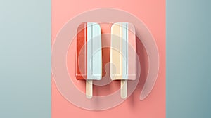 Ice cream sticks on pastel background. Generative AI