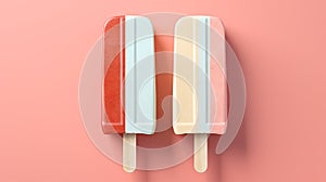 Ice cream sticks on pastel background. Generative AI