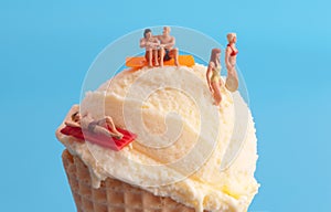 Ice cream sunbathers concept photo