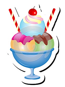 Ice Cream Sundae Vector Illustration