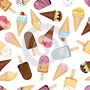 Ice cream sweet desserts vector seamless pattern