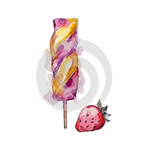 Ice cream sweet summer food. Isolated illustration element.