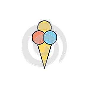 Ice cream sweet summer icon line and fill