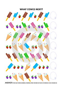 Ice-cream themed educational logic game - sequential pattern recognition