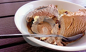 Ice cream of three types of chocolate