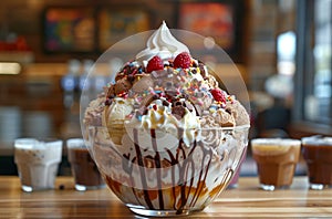 ice cream toppings, create your own sundae with hot fudge, caramel, whipped cream, and sprinkles at this ultimate