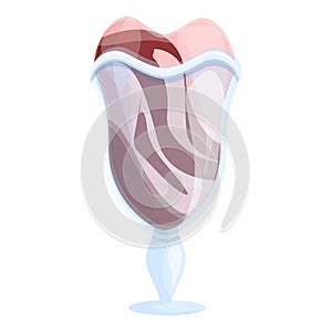 Ice cream in transparent bowl icon, cartoon style