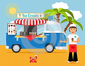 Ice cream truck and iceman