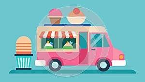 An ice cream truck making a special appearance as a sweet treat for everyone to enjoy.. Vector illustration.