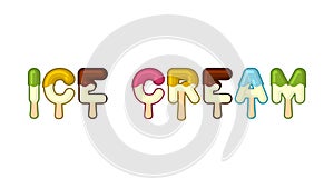 Ice cream typography. Popsicle alphabet. Cold sweets alphabet. F