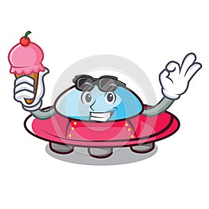 With ice cream ufo character cartoon style