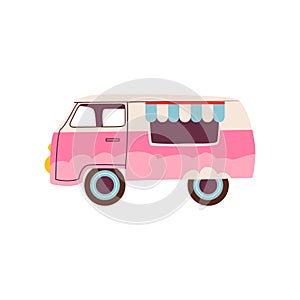 Ice cream van icon. Food truck isolated on white background.