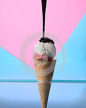 Ice cream vanilla choco cream abstract