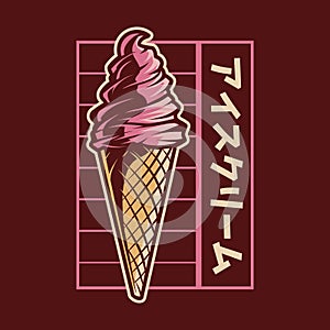 Ice cream vector illustration japanese design