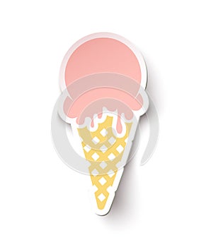 Ice cream vector in paper style on white background