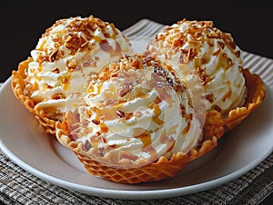 ice cream in a waffel cone